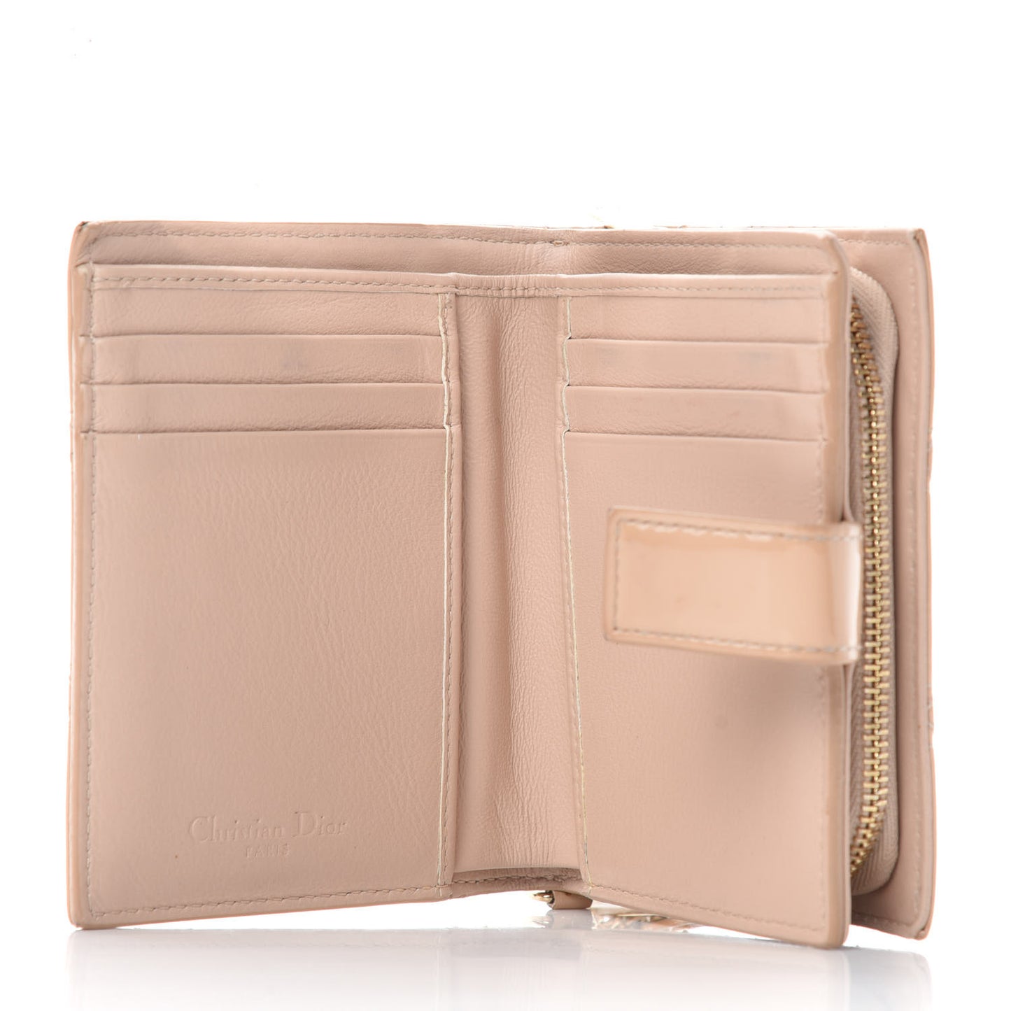 Patent Cannage Lady Dior Eden Wallet Beige