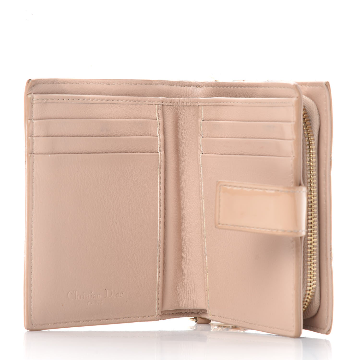 Christian Dior Patent Cannage Lady Dior Eden Wallet Beige 5 of 9
