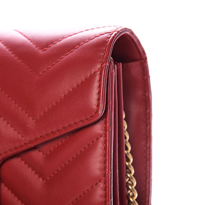 Gucci Calfskin Matelasse GG Marmont Chain Wallet Hibiscus Red 10 of 13