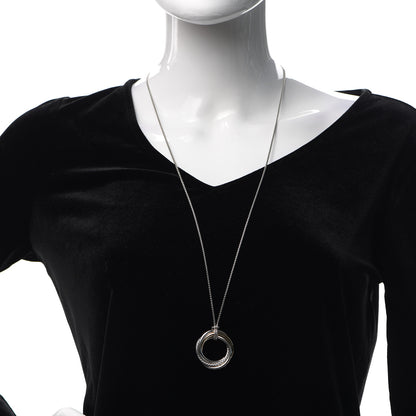 David Yurman Sterling Silver 14K Yellow Gold 37mm Crossover Pendant Necklace 2 of 5
