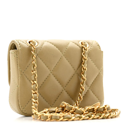 Chanel Lambskin Coco Enamel Quilted Mini Chain Belt Bag Light Green 3 of 12