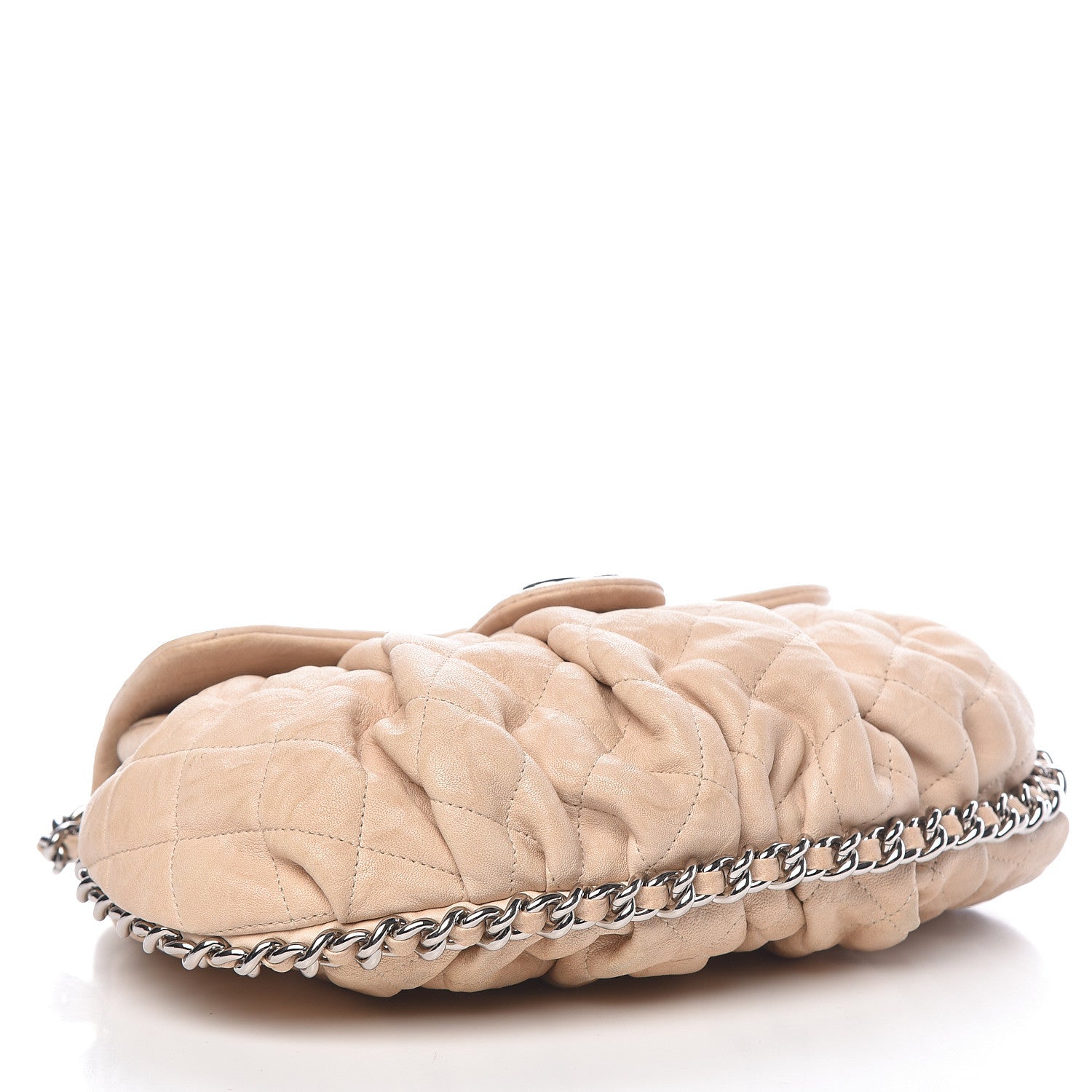 Chanel Washed Lambskin Quilted Medium Chain Around Flap Beige 4 of 17