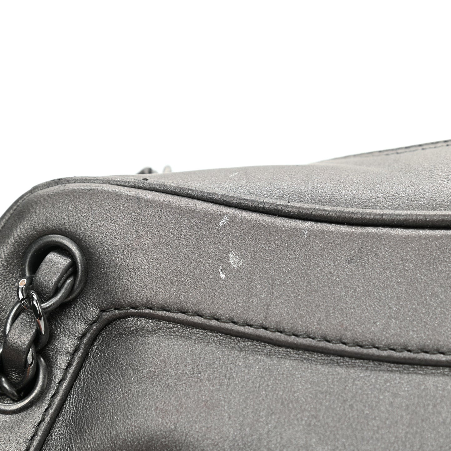 Metallic Lambskin Tassel Shoulder Bag Silver