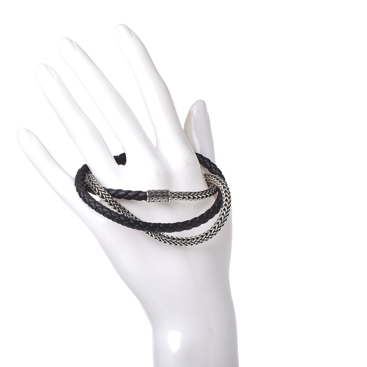 Sterling Silver Calfskin Classic Chain Triple Wrap Bracelet