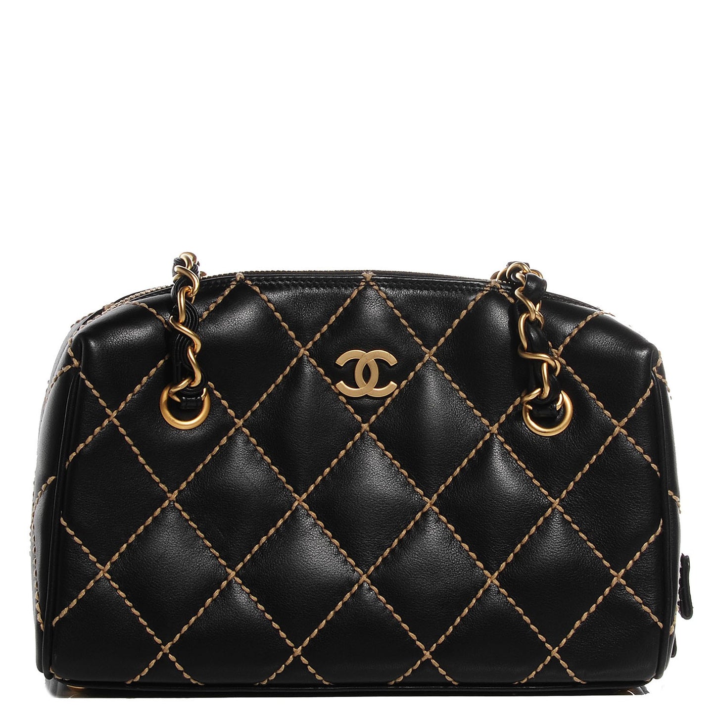 Calfskin Quilted Wild Stitch Bag Black