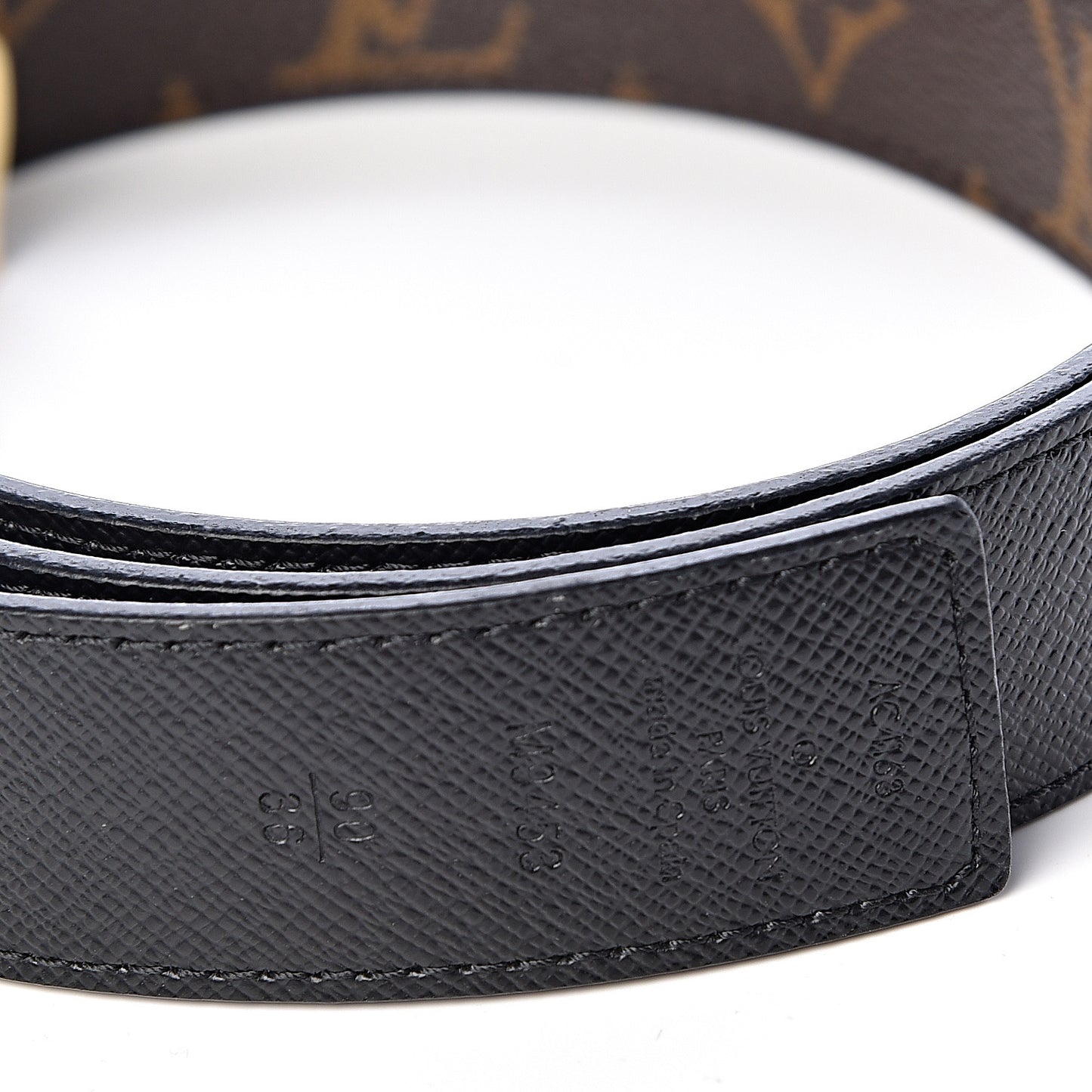 Calfskin Monogram 30mm LV Initiales Reversible Belt 90 36 Black