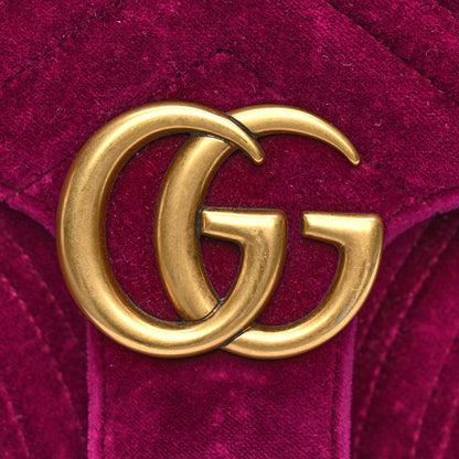 Gucci Velvet Matelasse Small GG Marmont Shoulder Bag Fuchsia Violet Cyclamen 12 of 13