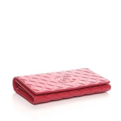 Chanel Caviar Quilted Diamond CC Large Gusset Flap Wallet Dark Pink 4 of 10