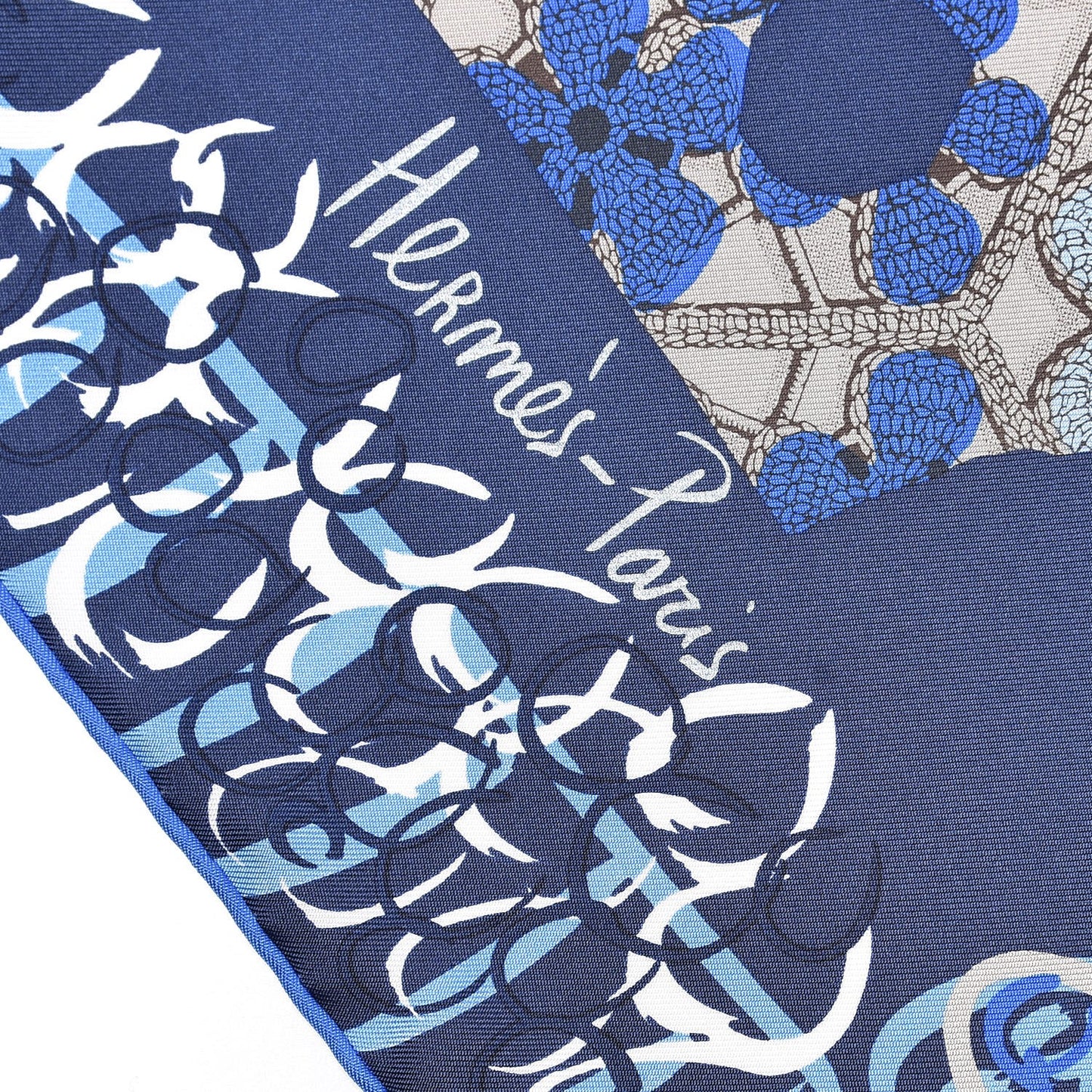 Silk La Maizeon Des Oiseaux Parleurs Scarf 90 Marine Canard Beige