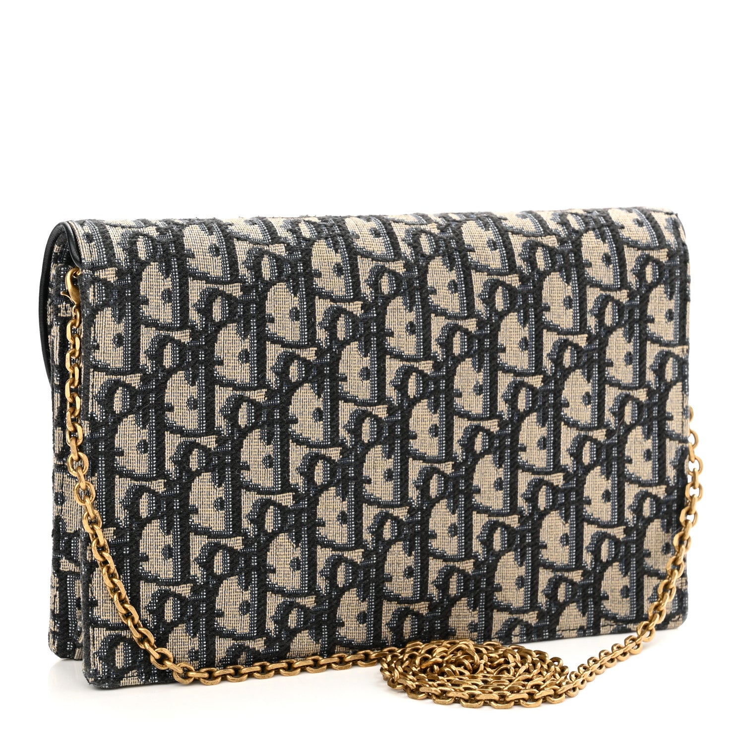 Christian Dior Oblique Saddle Chain Pouch Blue 3 of 9