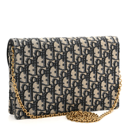 Christian Dior Oblique Saddle Chain Pouch Blue 3 of 9