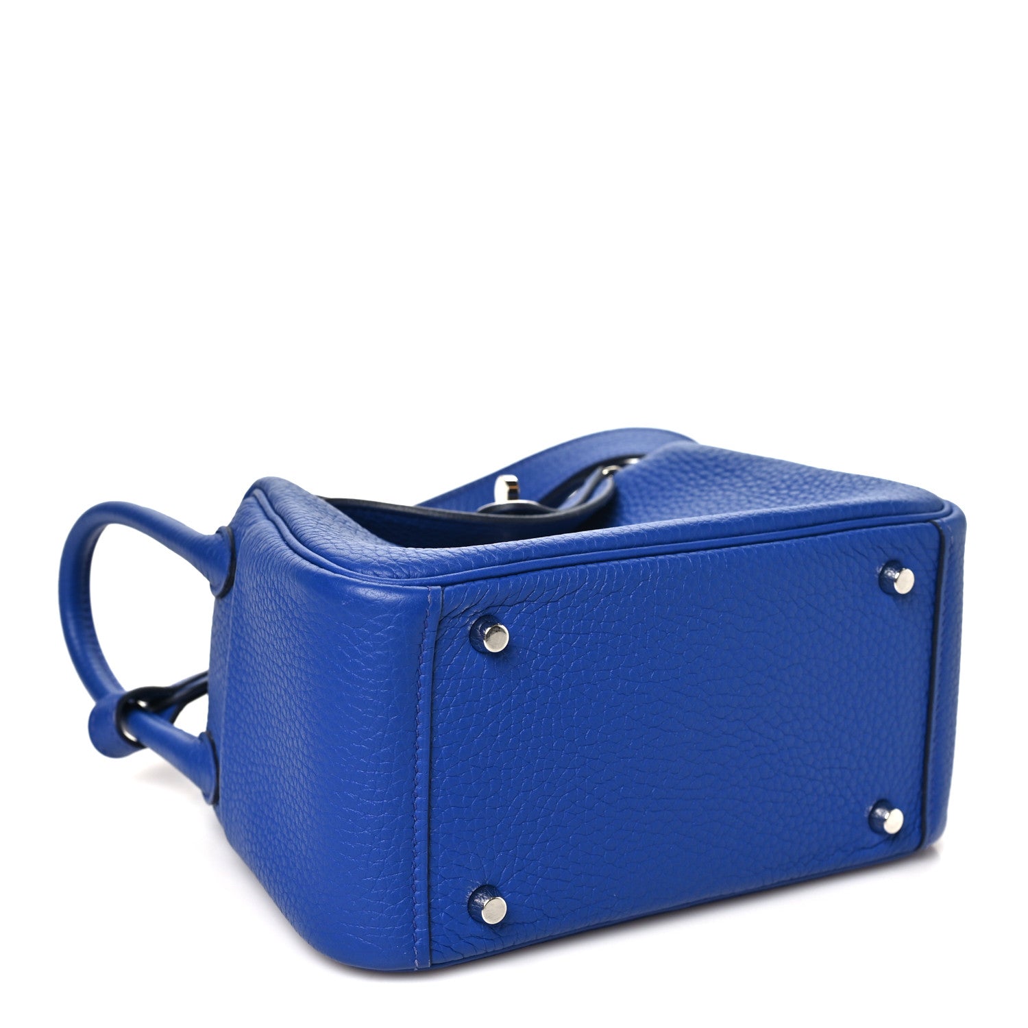 Hermes Taurillon Clemence Mini Lindy 20 Bleu Electrique 4 of 11