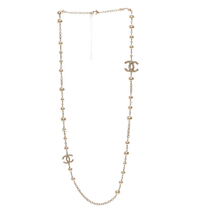 Chanel Graduated Pearl Crystal Twisted CC Long Necklace Gold 3 of 4