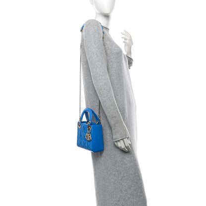 Christian Dior Patent Cannage Mini Lady Dior Blue 2 of 10