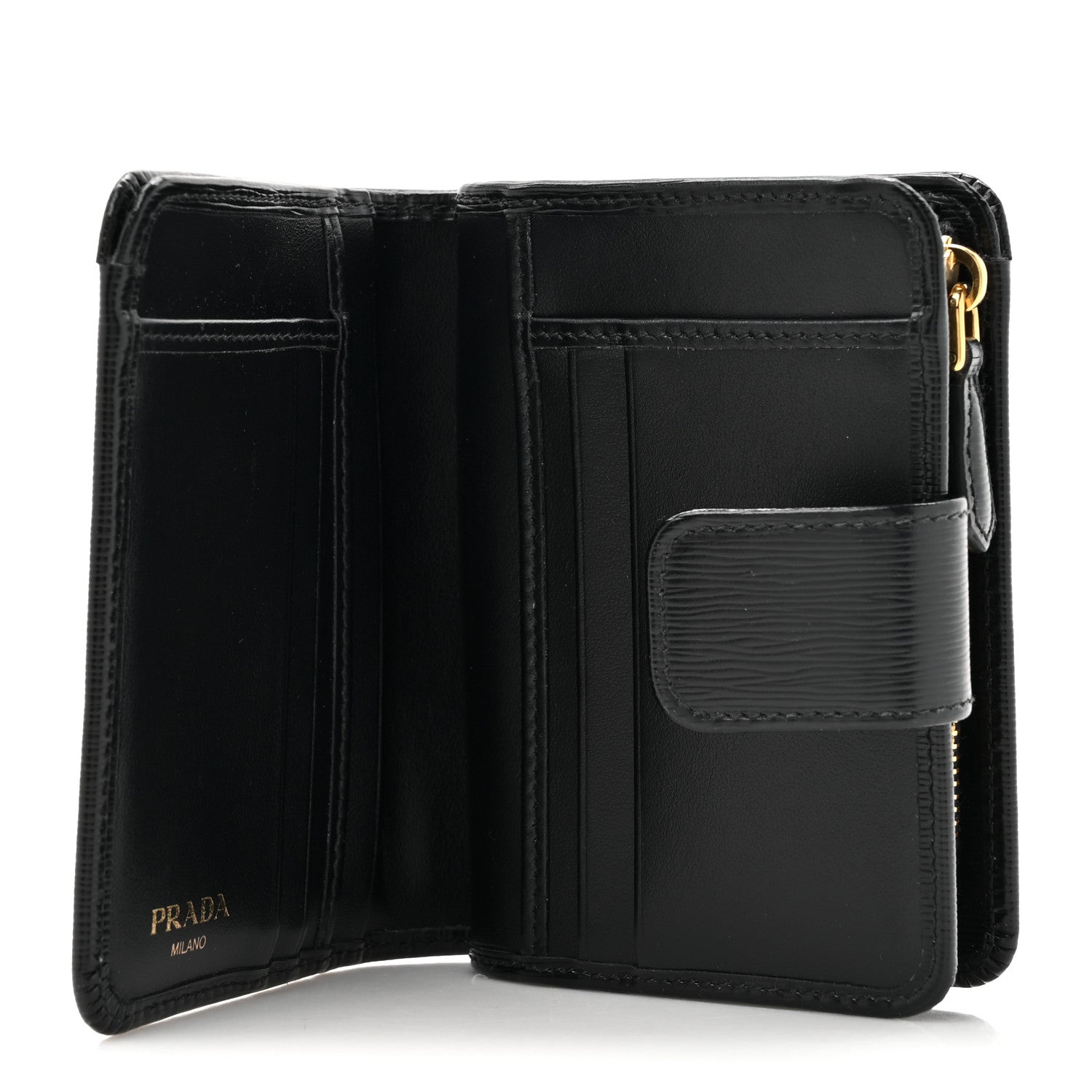 Prada Vitello Move Triangle Compact Wallet Black 5 of 8