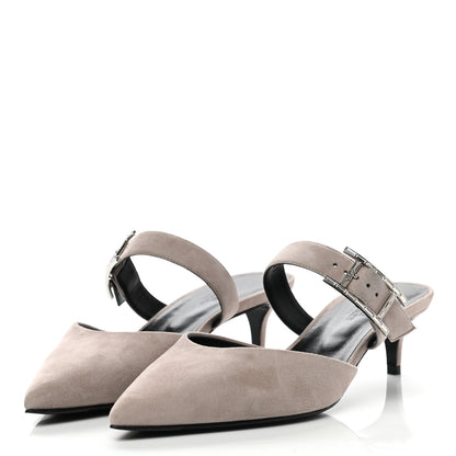 Hermes Suede Goatskin Blink Mules 36.5 Beige Rose 3 of 9