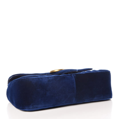 Gucci Velvet Matelasse Small GG Marmont Shoulder Bag Cobalt Blue 4 of 9