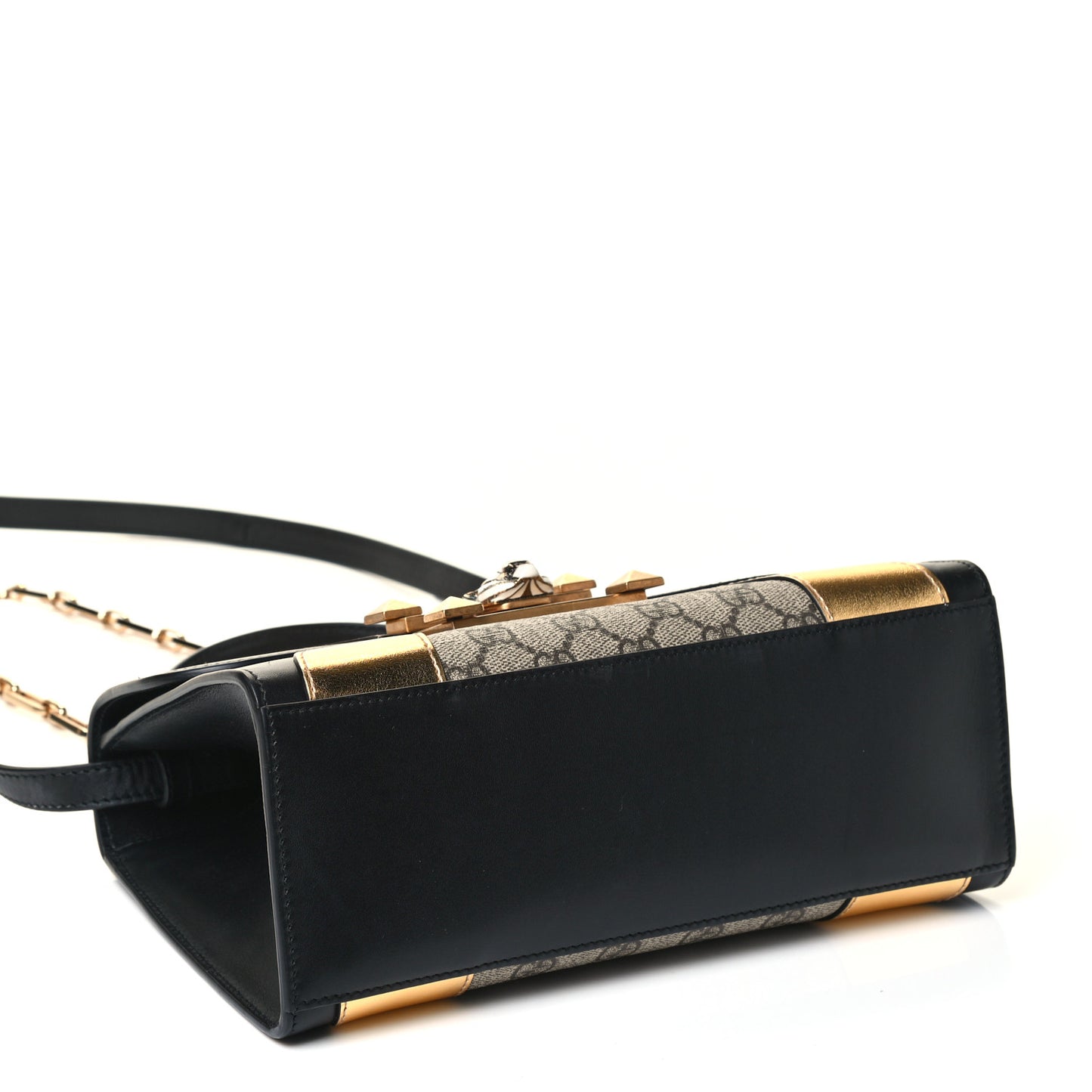 GG Supreme Monogram Small Osiride Top Handle Bag Black Gold