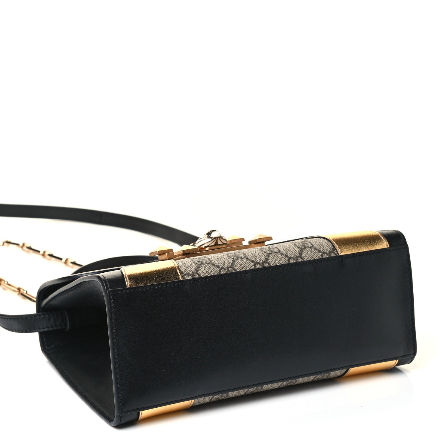 Gucci GG Supreme Monogram Small Osiride Top Handle Bag Black Gold 3 of 4
