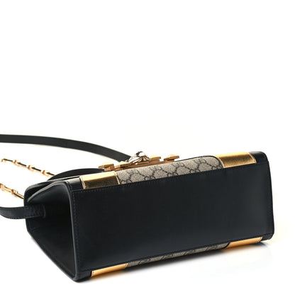 Gucci GG Supreme Monogram Small Osiride Top Handle Bag Black Gold 3 of 4