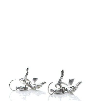 Chanel Crystal CC Bow Dangle Earrings Silver 3 of 4