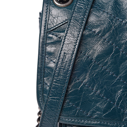 Saint Laurent Crinkled Calfskin Matelasse Monogram Medium Niki Chain Satchel Peacock Green 11 of 13