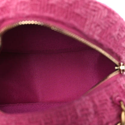 Chanel Wool Tweed Lambskin Quilted Chanel 19 Round Clutch With Chain and Coin Purse Fuchsia 6 of 11