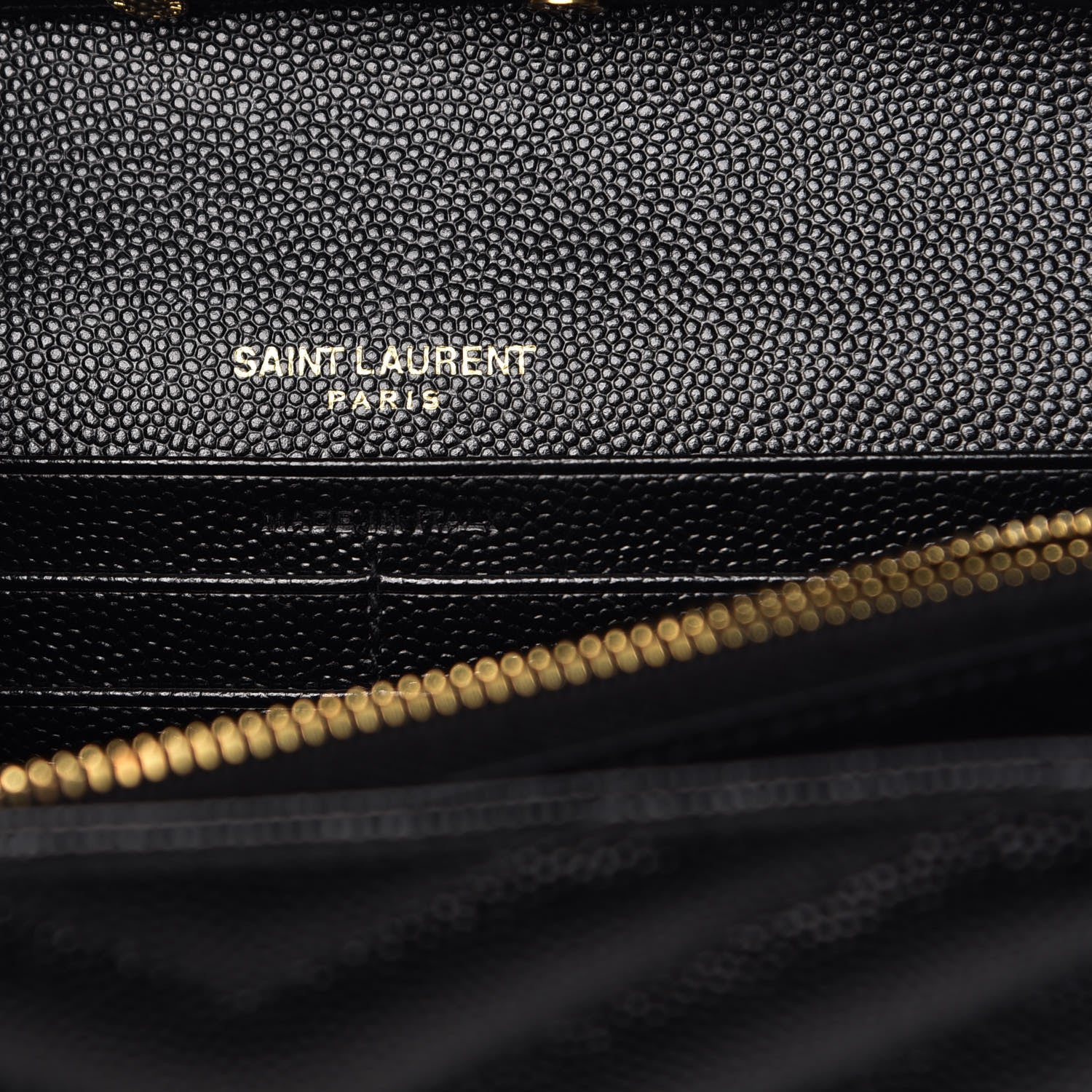 Saint Laurent Grain De Poudre Matelasse Chevron Monogram Chain Wallet Black 6 of 8