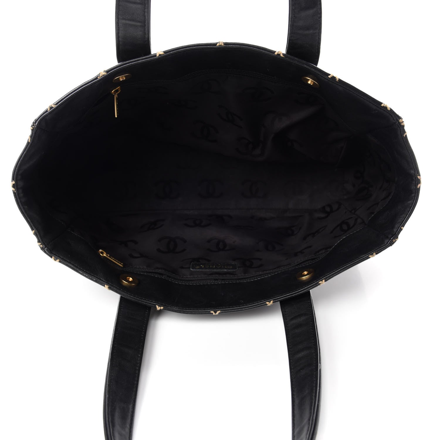 Chanel Calfskin Contrast Stitch Surpique Tote Black 5 of 15