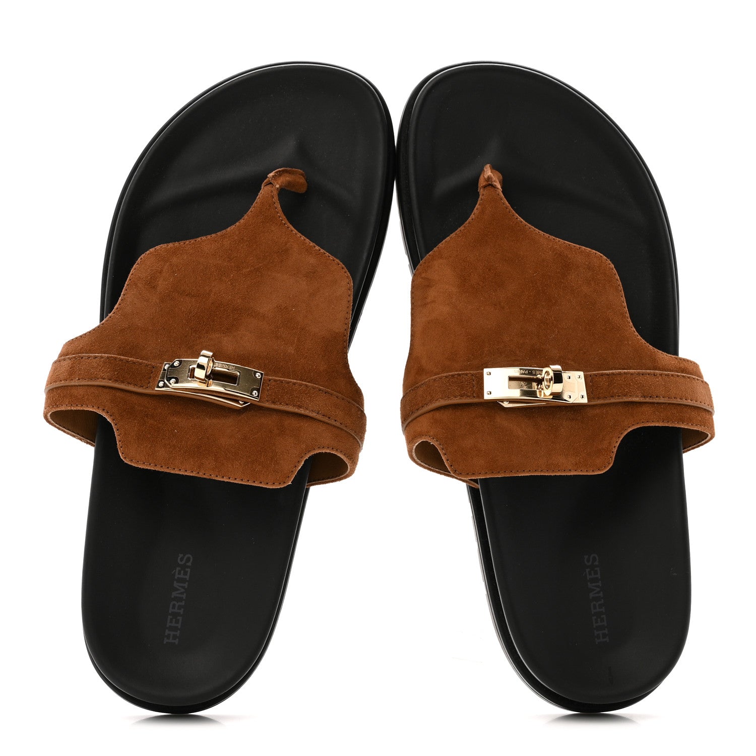 Hermes Suede Goatskin Womens Empire Sandals 39 Gold 2 of 10