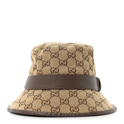 Gucci Monogram Textured Dollar Calfskin GG Jago Bucket Hat L Cacao Beige 6 of 9