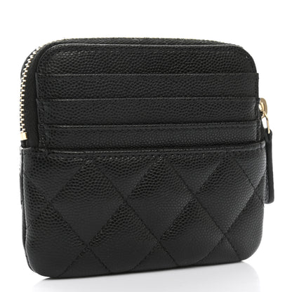 Chanel Caviar Quilted Zip Card Holder Wallet Black 3 of 7