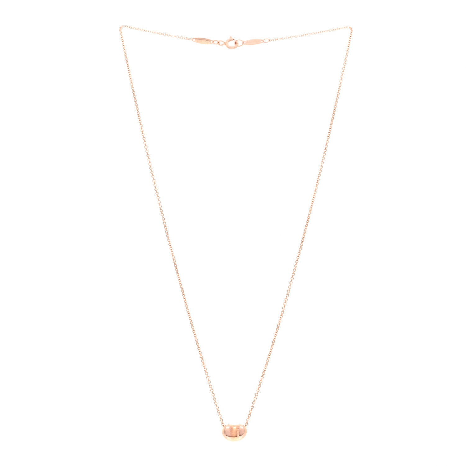 Tiffany 18K Rose Gold 9mm Elsa Peretti Bean Pendant Necklace 3 of 5