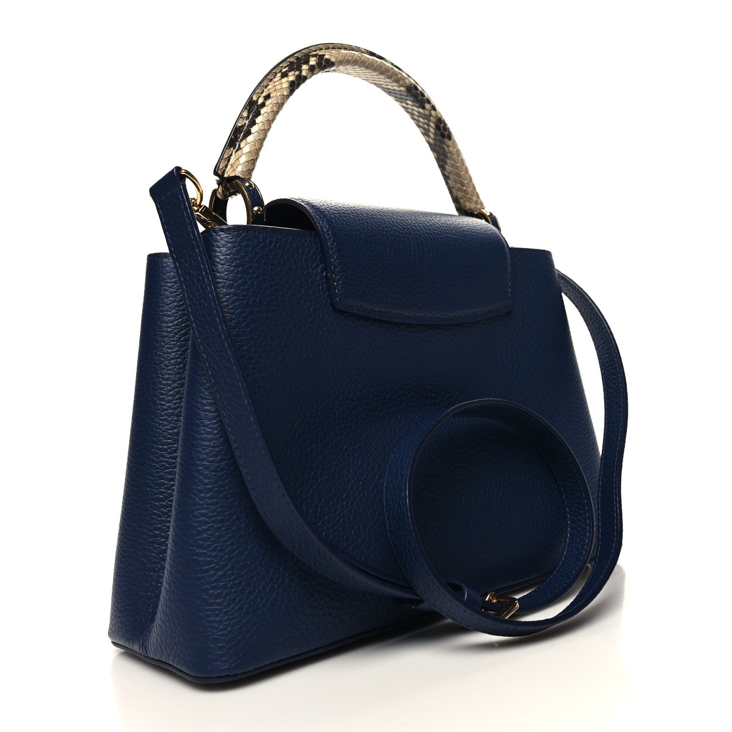Louis Vuitton Taurillon Snakeskin Capucines MM Blue 2 of 10