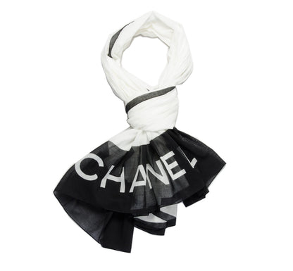 Chanel Cotton CC Scarf Black White 1 of 5