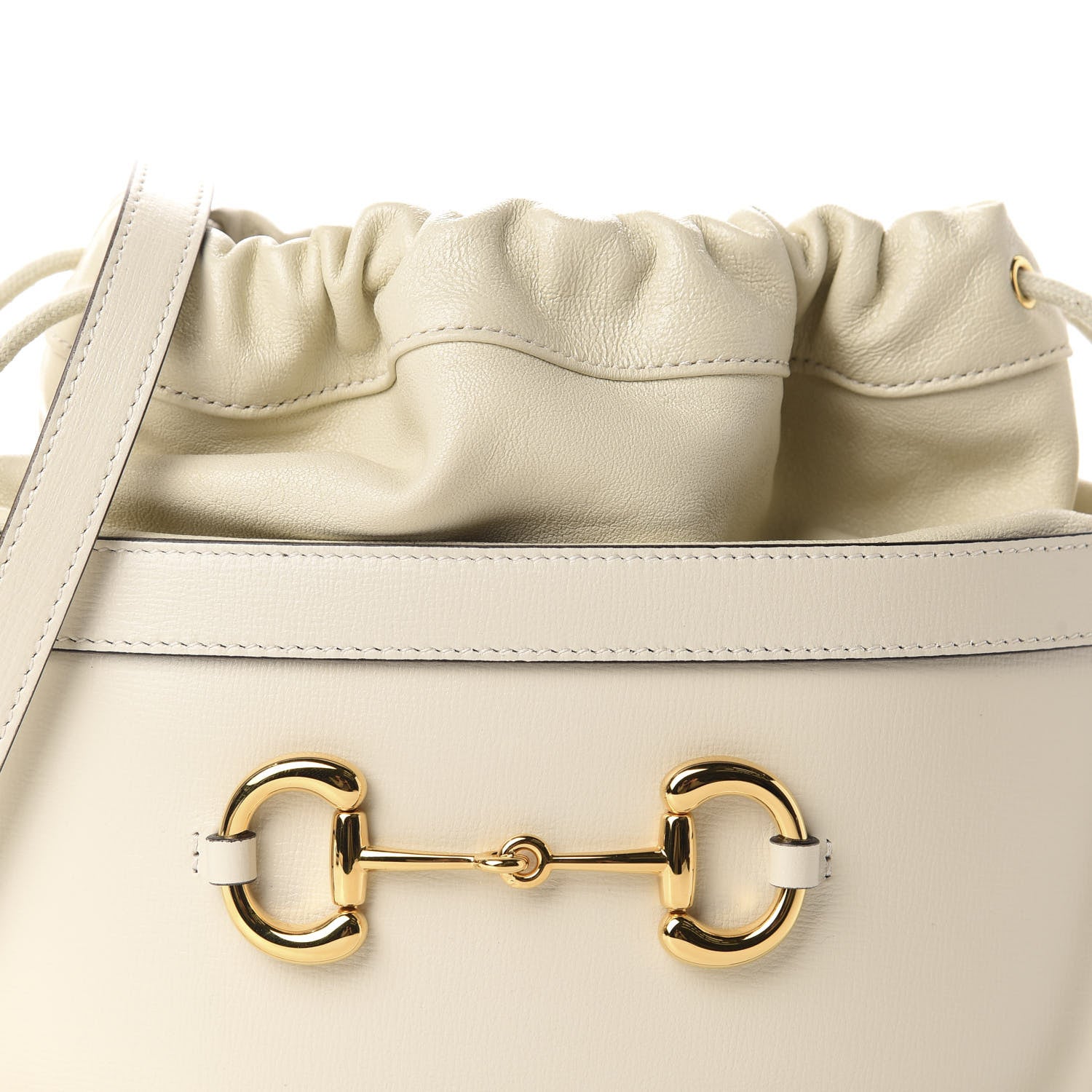 Gucci Azalea Sakai Calfskin Horsebit 1955 Drawstring Bucket Bag Mystic White 10 of 10