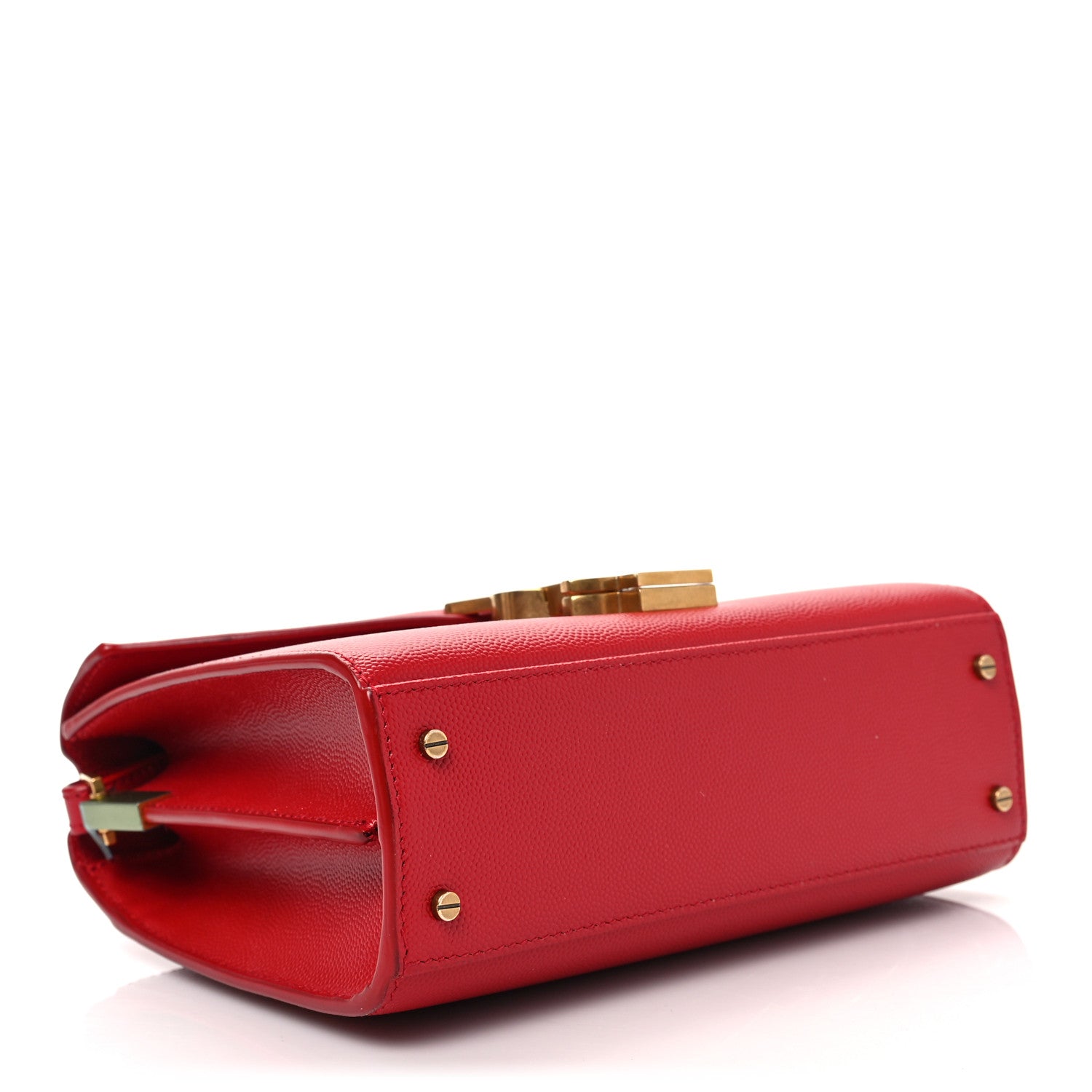 Saint Laurent Grain de Poudre Mini Classic Monogram Cassandra Top Handle Red 4 of 7