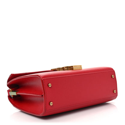 Saint Laurent Grain de Poudre Mini Classic Monogram Cassandra Top Handle Red 4 of 7