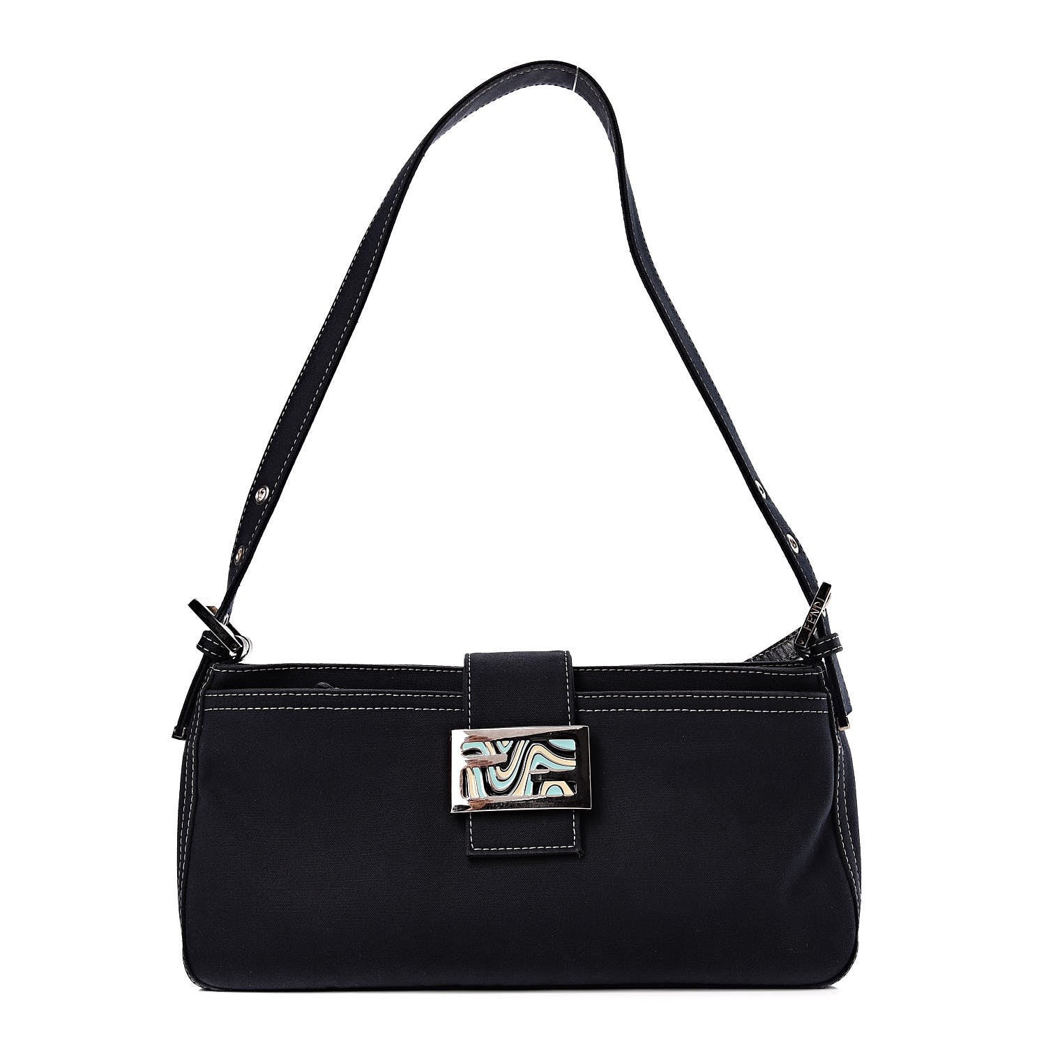 Fendi Canvas Shoulder Bag Dark Blue 1 of 13
