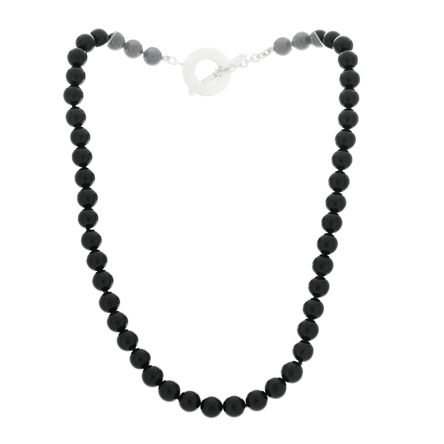 Sterling Silver Black Onyx Bead Toggle Necklace