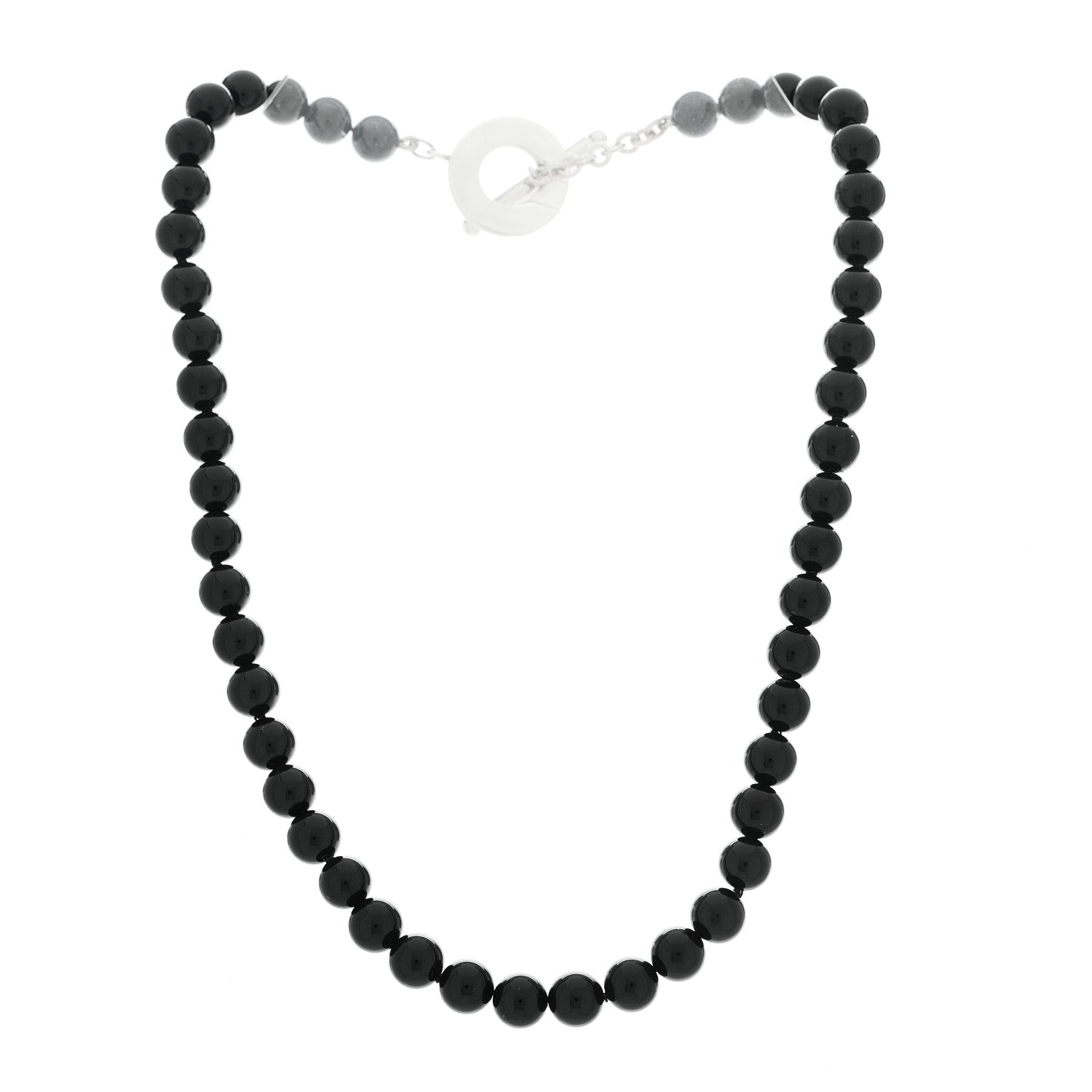 Tiffany Sterling Silver Black Onyx Bead Toggle Necklace 3 of 6