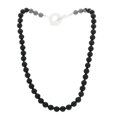 Tiffany Sterling Silver Black Onyx Bead Toggle Necklace 3 of 6