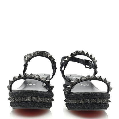 Christian Louboutin Kid Laminato Satin Pyraclou 60 Platform Sandals 38 Black 3 of 7