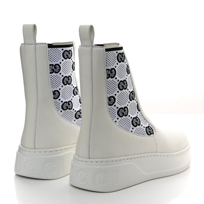 Gucci Dali Soft Calfskin Technical Jersey Knit GG Monogram Ankle Boots 40.5 White Great White Black 4 of 9