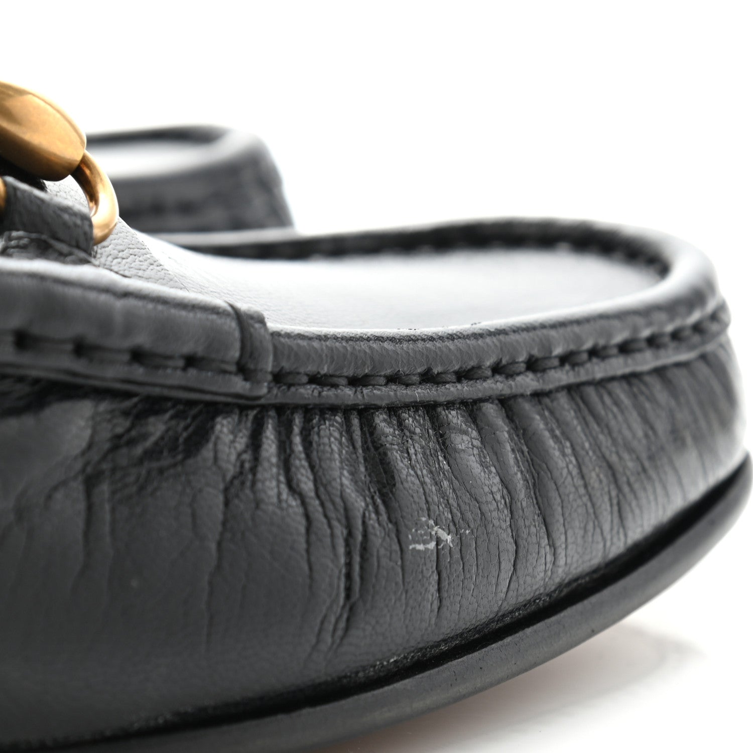 Gucci Goatskin Stripe Mens Horsebit Slingback Slippers 7 Black 8 of 10