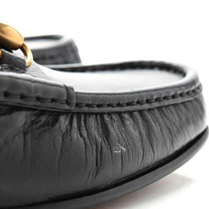 Gucci Goatskin Stripe Mens Horsebit Slingback Slippers 7 Black 8 of 10