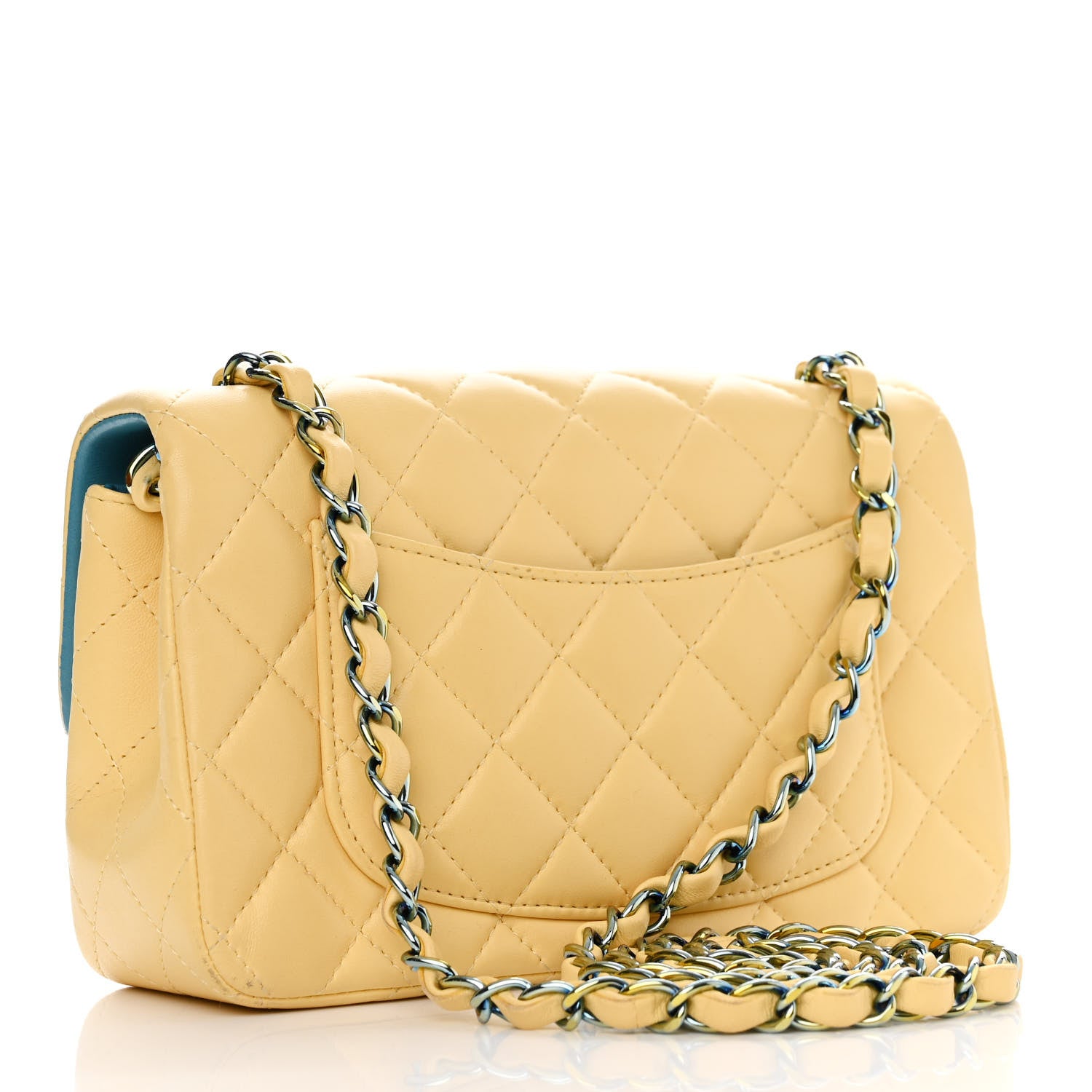 Chanel Lambskin Quilted Mini Rectangular Flap Yellow Blue 3 of 11