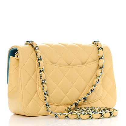 Chanel Lambskin Quilted Mini Rectangular Flap Yellow Blue 3 of 11