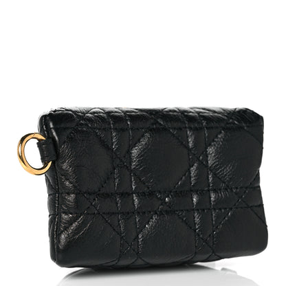 Christian Dior Supple Calfskin Cannage Caro Half-Moon Coin Purse Black 2 of 7