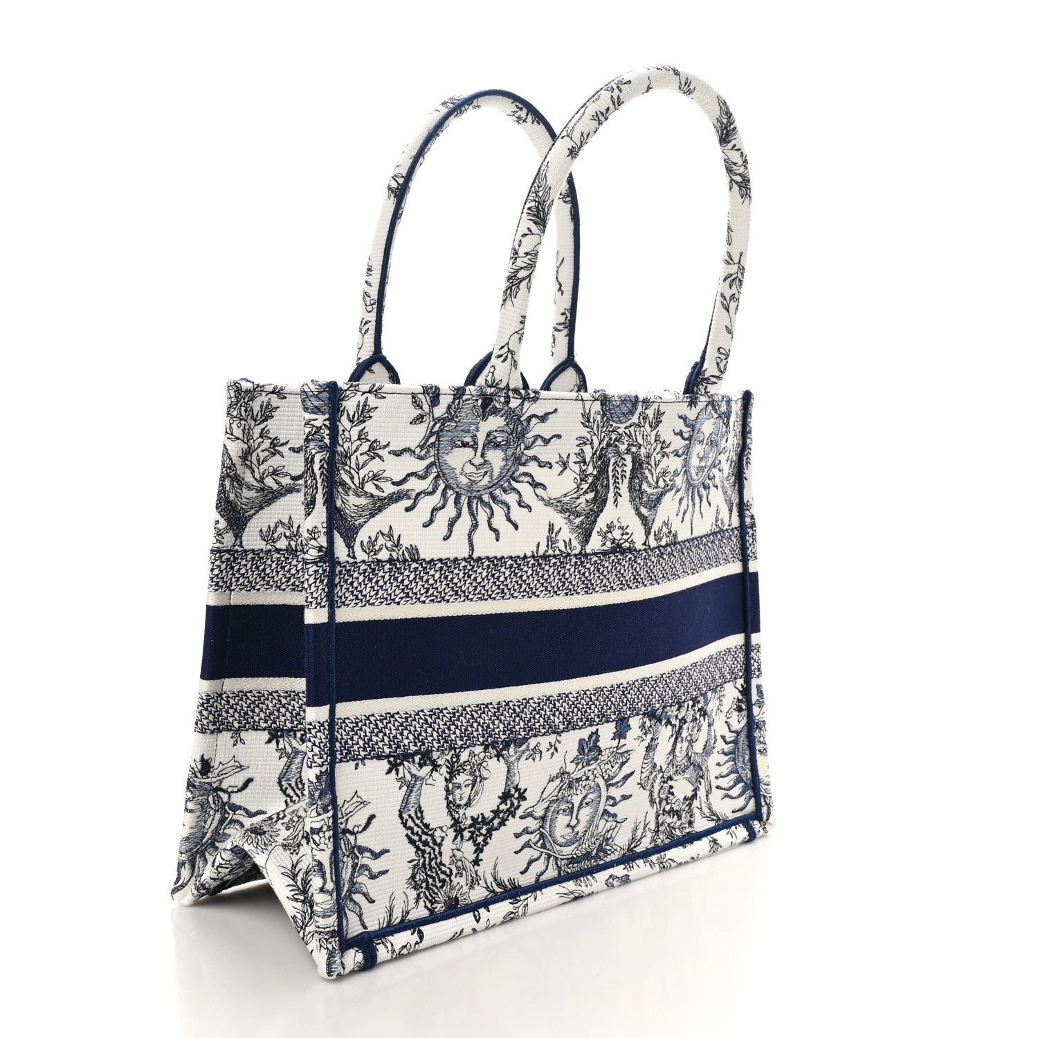 Christian Dior Canvas Embroidered Medium Toile de Jouy Soleil Book Tote Blue Multicolor 3 of 10
